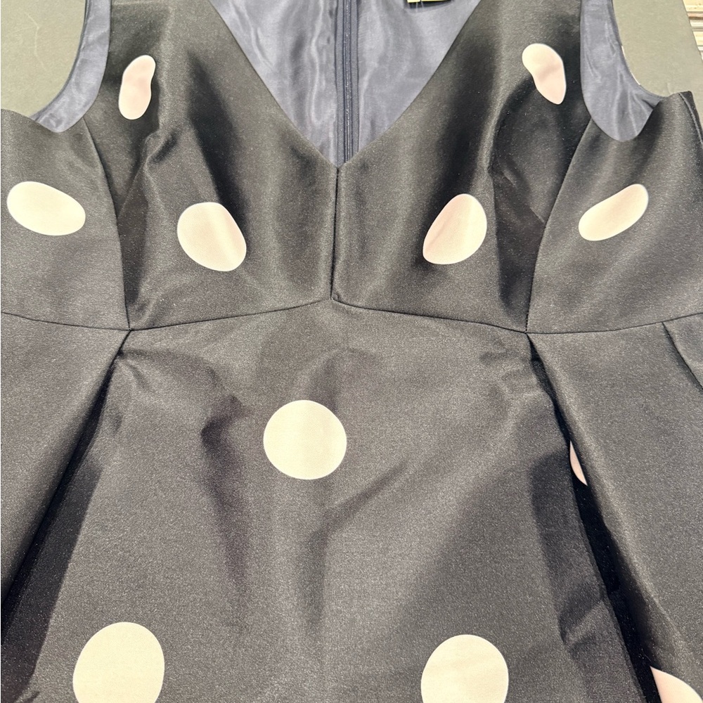 kate spade Black Fit-and-Flare Dress with Pink Polka Dots - Picture 3 of 5